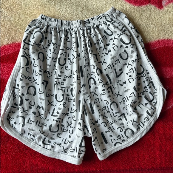 Gray Shorts with Black Graphic Print - Picture 3 of 4